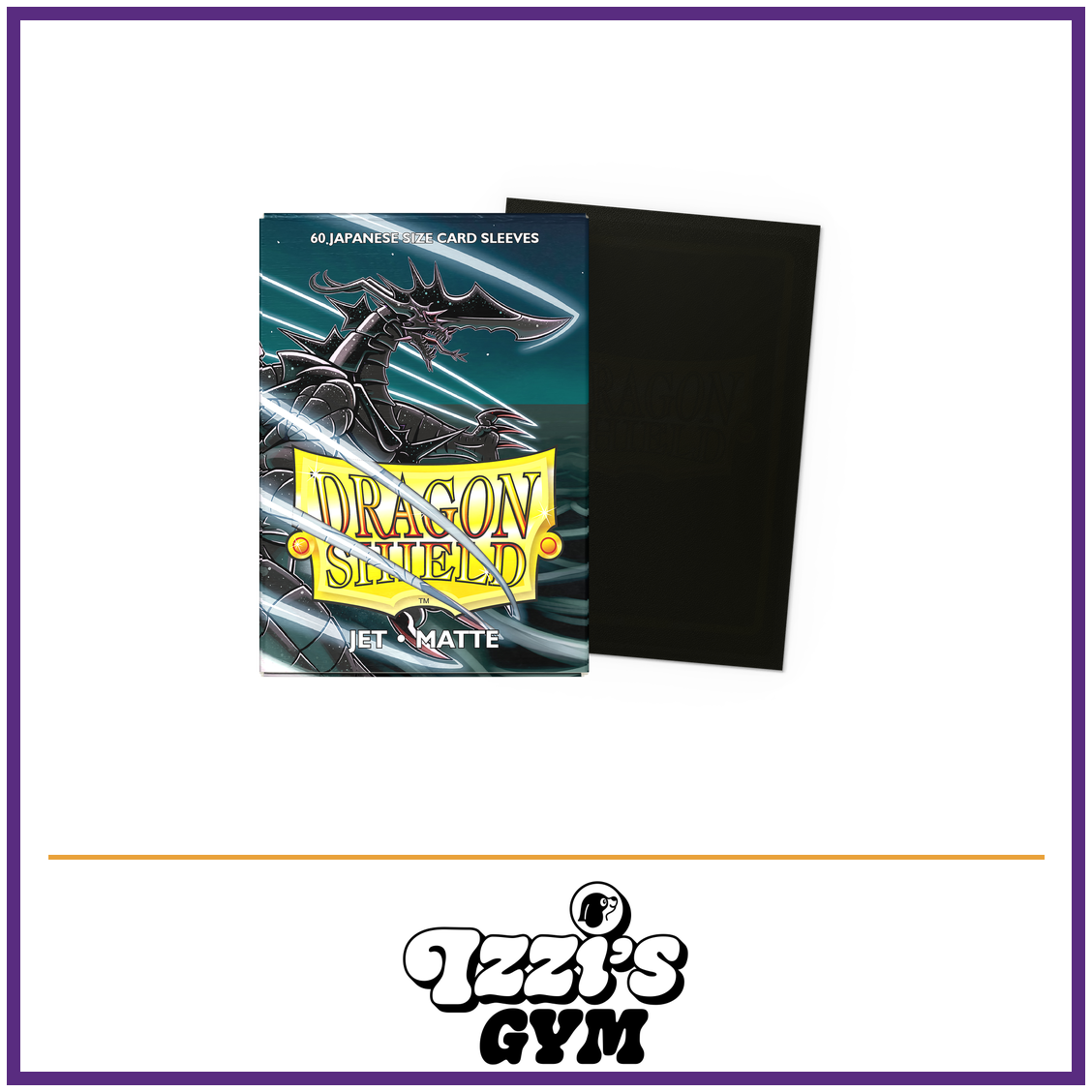 Dragon Shield Jet - Matte Sleeves - Japanese-Size - 60 Count — New product photo with the approved Izzi’s Gym logo