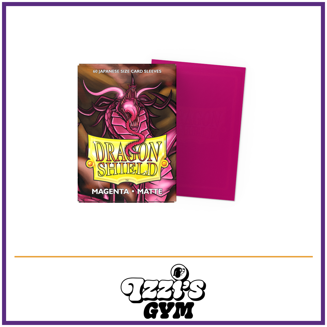 Dragon Shield Magenta - Matte Sleeves - Japanese-Size - 60 Count — New product photo with the approved Izzi’s Gym logo