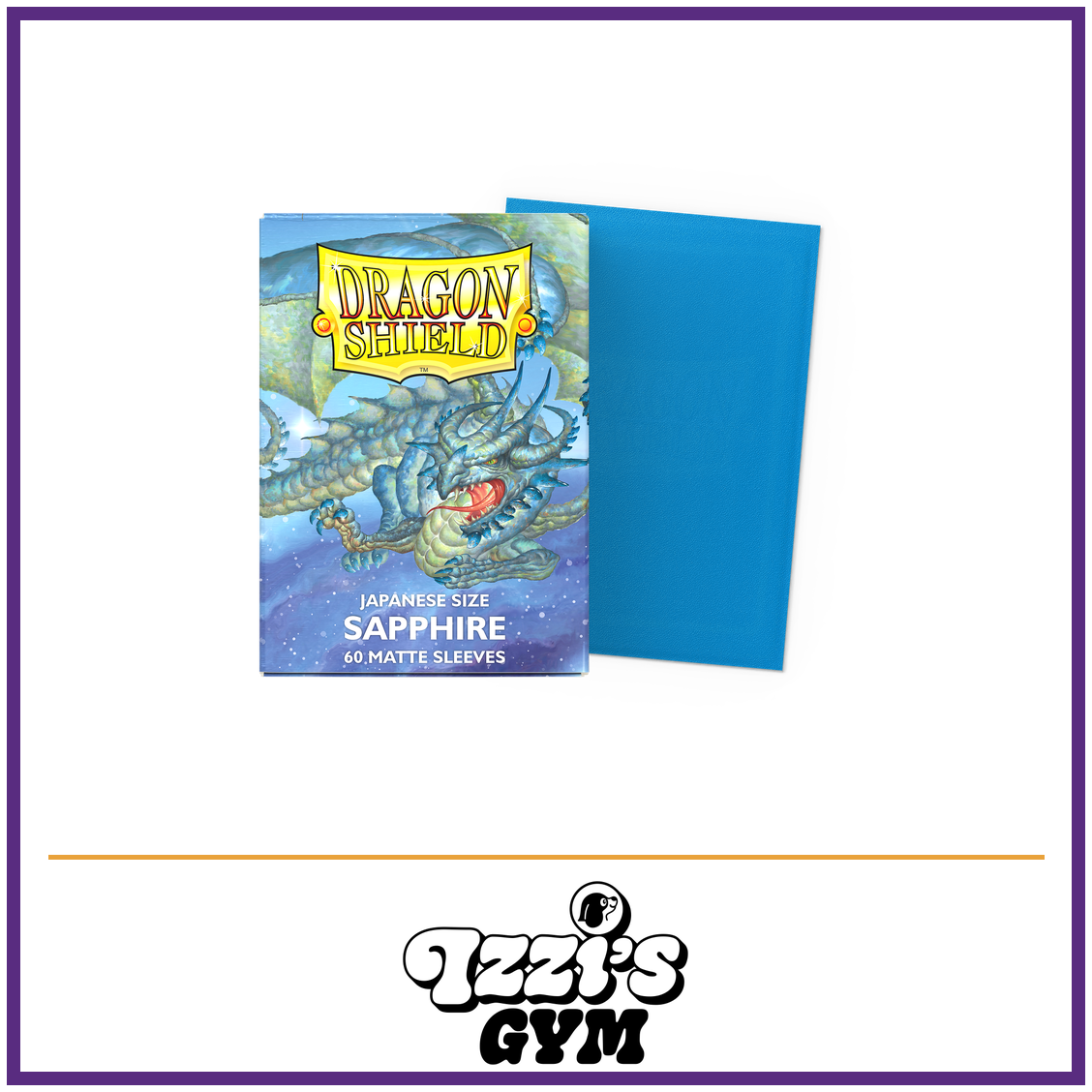 Dragon Shield Sapphire - Matte Sleeves - Japanese-Size - 60 Count — New product photo with the approved Izzi’s Gym logo