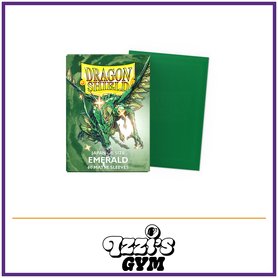 Dragon Shield Emerald - Matte Sleeves - Japanese-Size - 60 Count — New product photo with the approved Izzi’s Gym logo