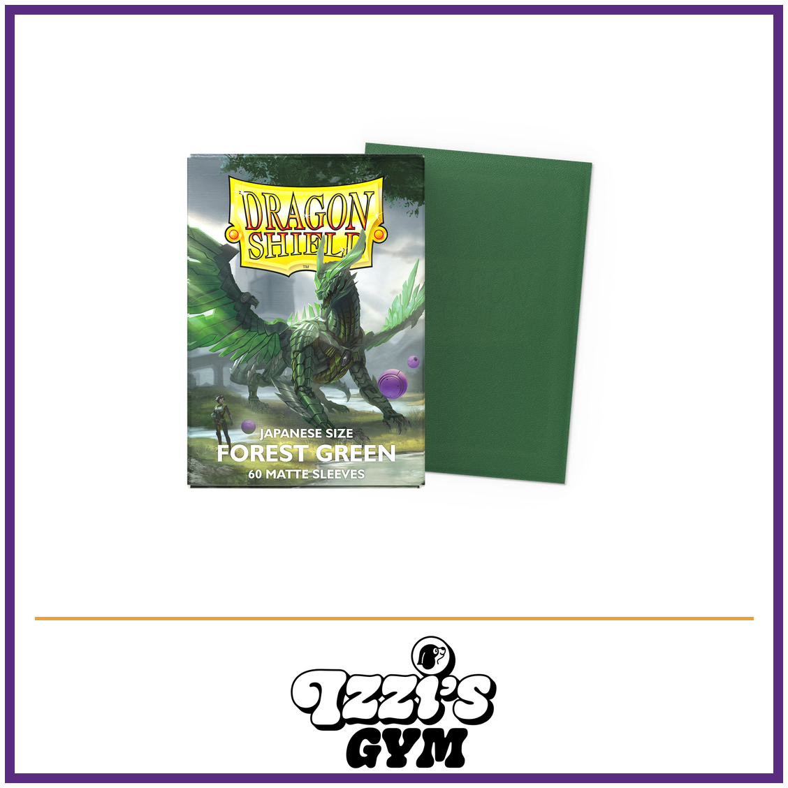 Dragon Shield Forest Green - Matte Sleeves - Japanese-Size - 60 Count — New product photo with the approved Izzi’s Gym logo