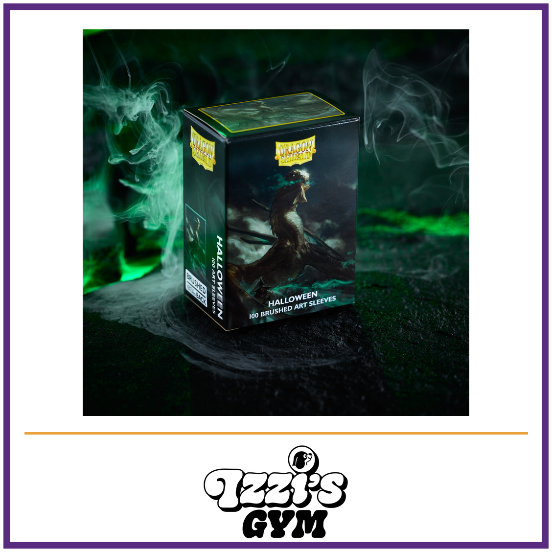 Dragon Shield Halloween 2026 - Brushed Art Sleeves - 100 Count — New product photo with the approved Izzi’s Gym logo