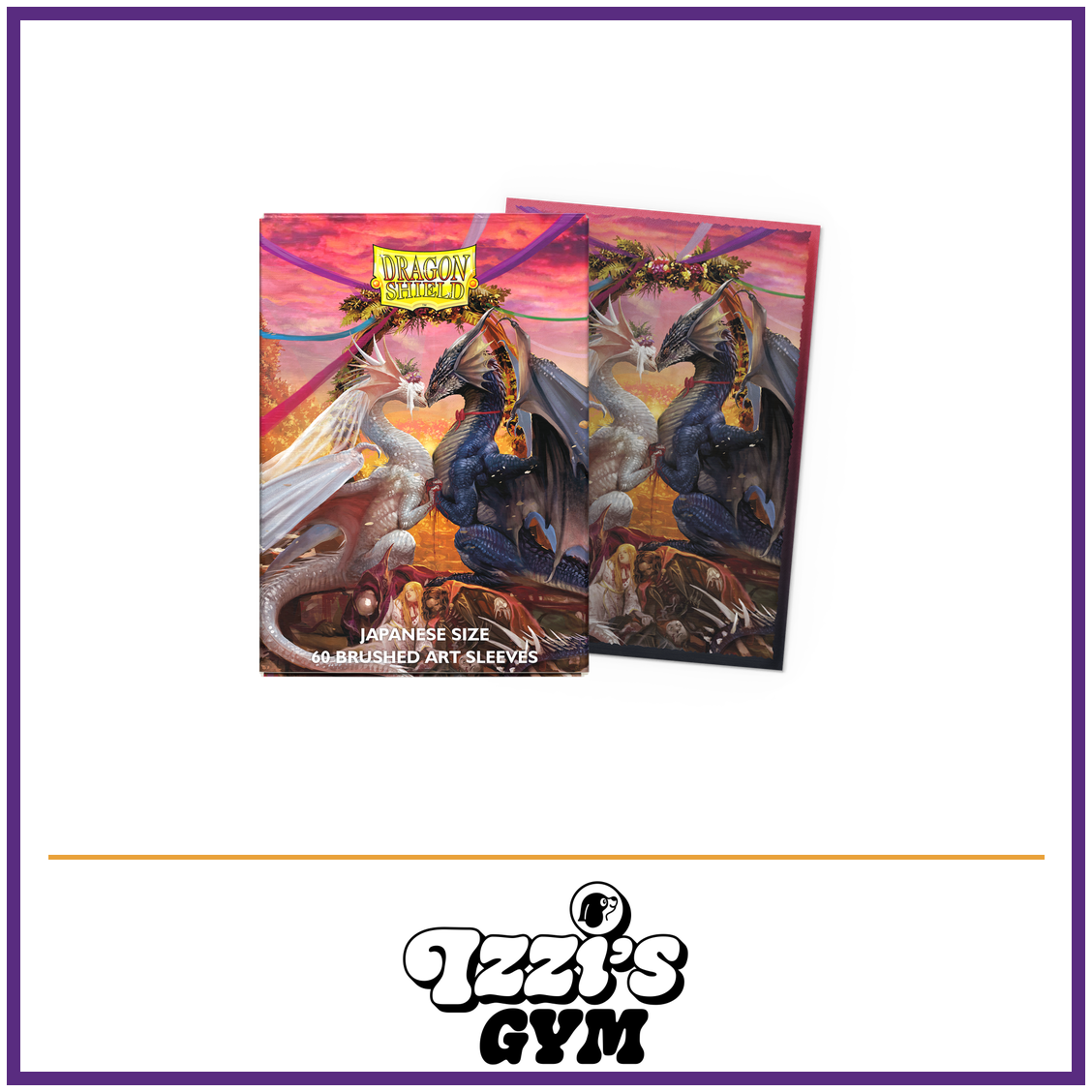 Dragon Shield Valentine Dragons 2023 - Brushed Art Sleeves - Japanese-Size - 60 Count — New product photo with the approved Izzi’s Gym logo