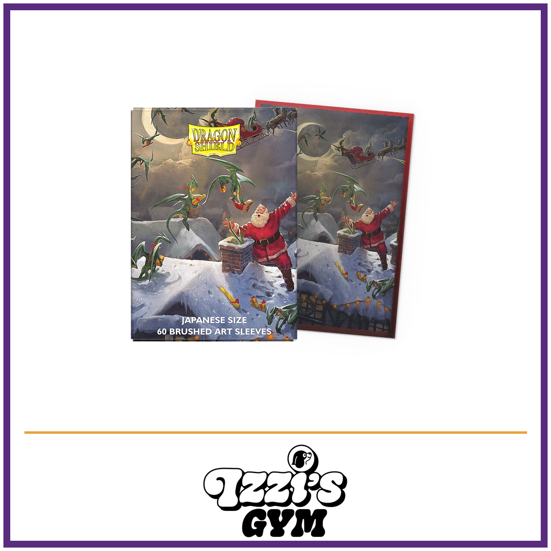 Dragon Shield Christmas 2023 - Brushed Art Sleeves - Japanese-Size - 60 Count — New product photo with the approved Izzi’s Gym logo