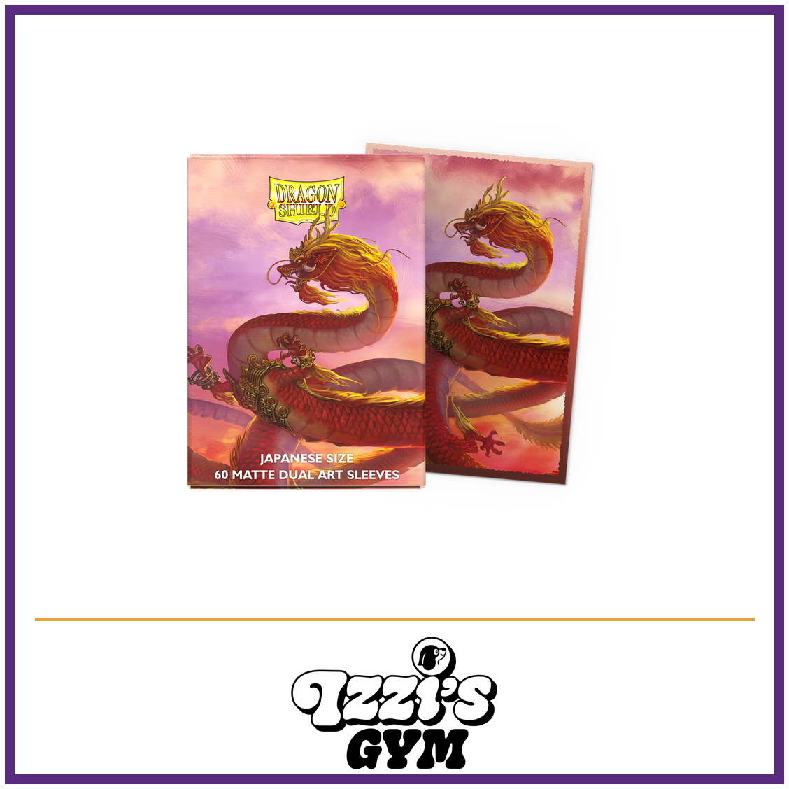 Dragon Shield Wood Dragon 2024 - Matte Dual Art Sleeves - Japanese-Size - 60 Count — New product photo with the approved Izzi’s Gym logo