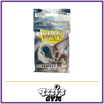 Dragon Shield Clear - Toploading Perfect Fit Sleeves - 100 Count — New product photo with the approved Izzi’s Gym logo