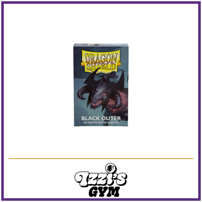 Dragon Shield Black - Matte Outer Sleeves - 100 Count — New product photo with the approved Izzi’s Gym logo