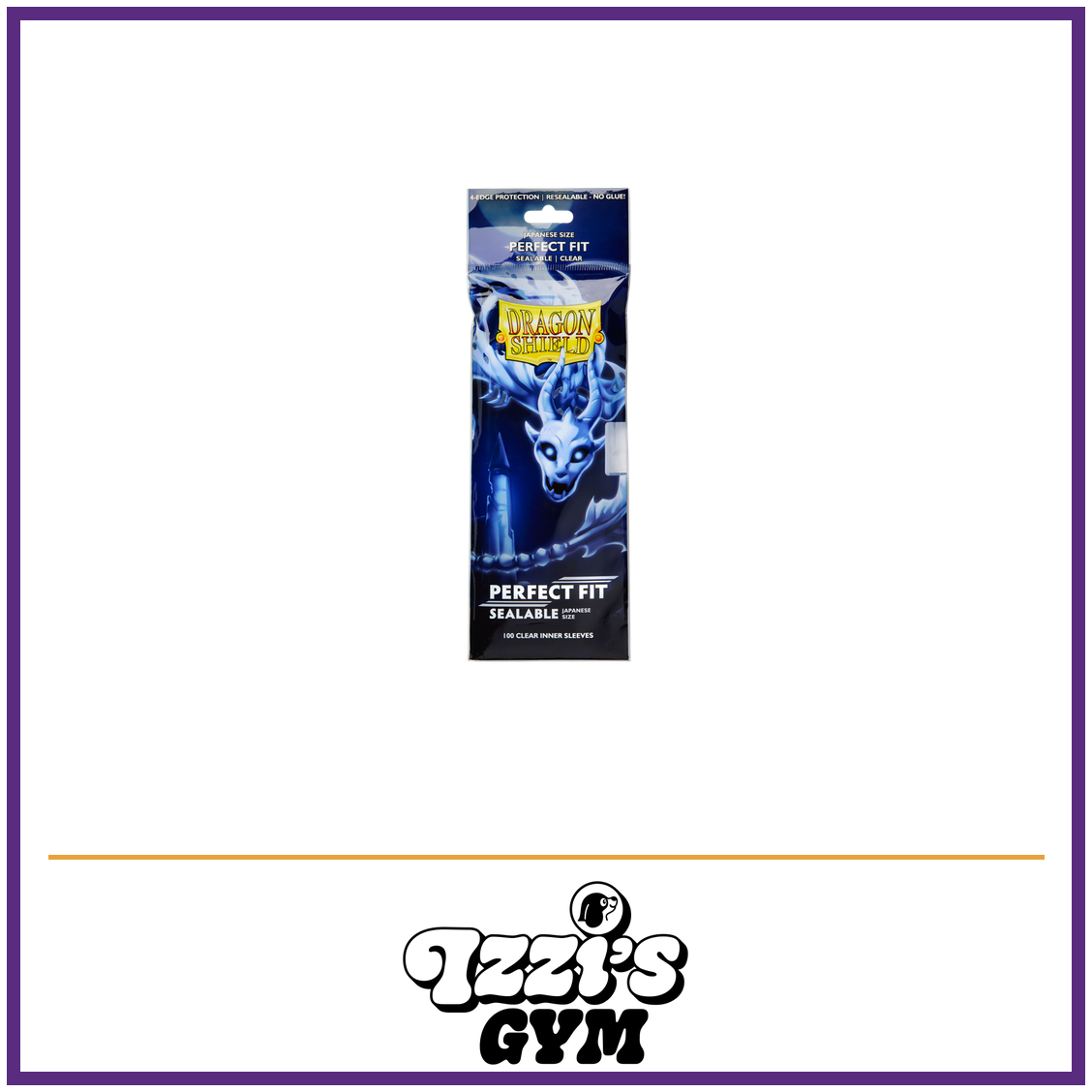 Dragon Shield Clear - Sealable Perfect Fit Sleeves — New product photo with the approved Izzi’s Gym logo