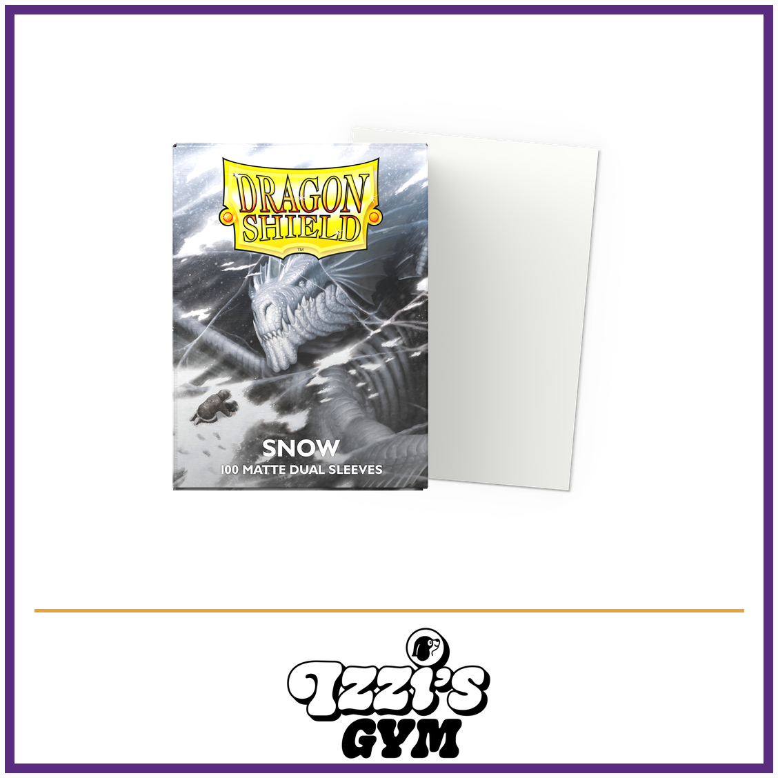 Dragon Shield Snow - Matte Dual Sleeves - Standard-Size - 100 Count — New product photo with the approved Izzi’s Gym logo