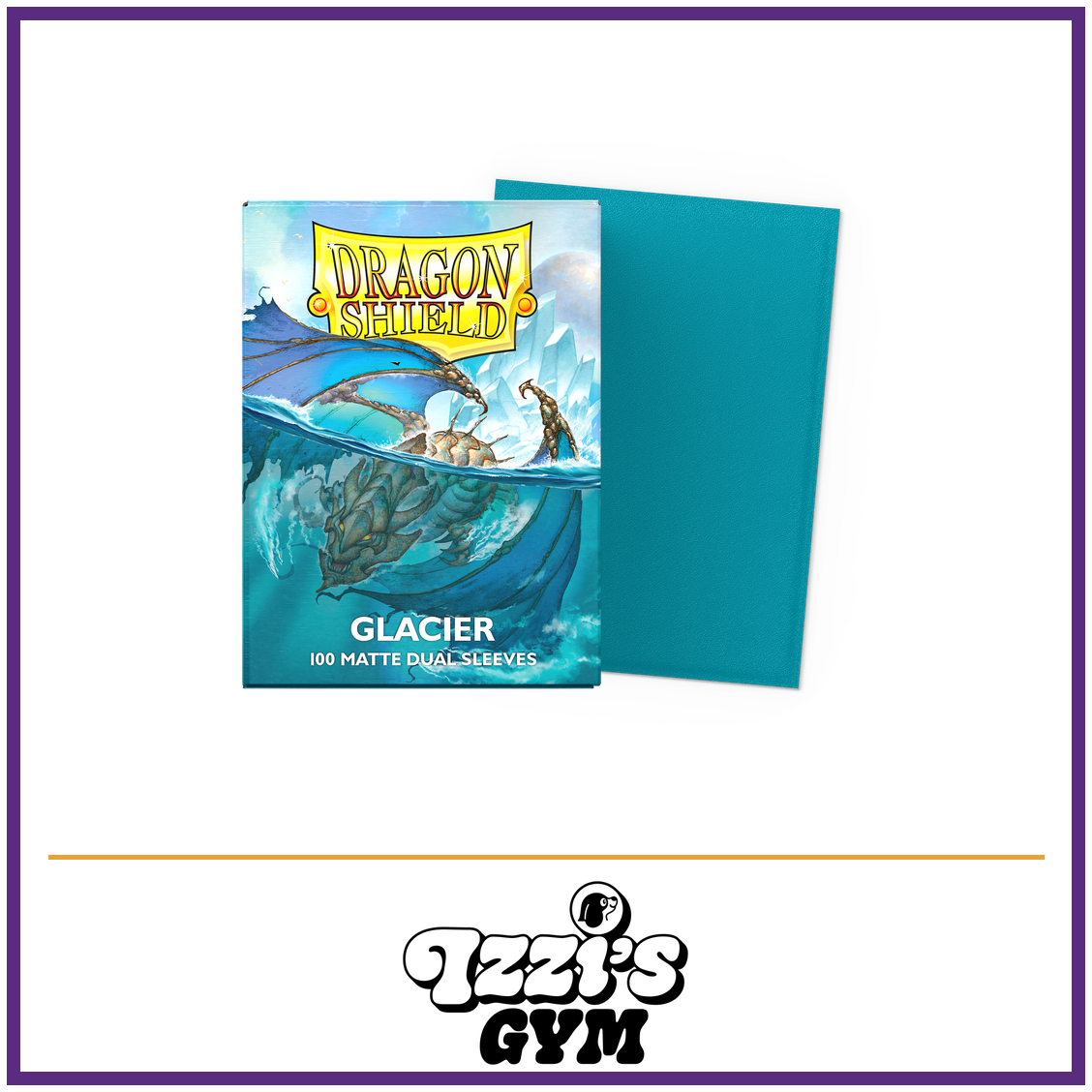 Dragon Shield Glacier - Matte Dual Sleeves - Standard-Size - 100 Count — New product photo with the approved Izzi’s Gym logo