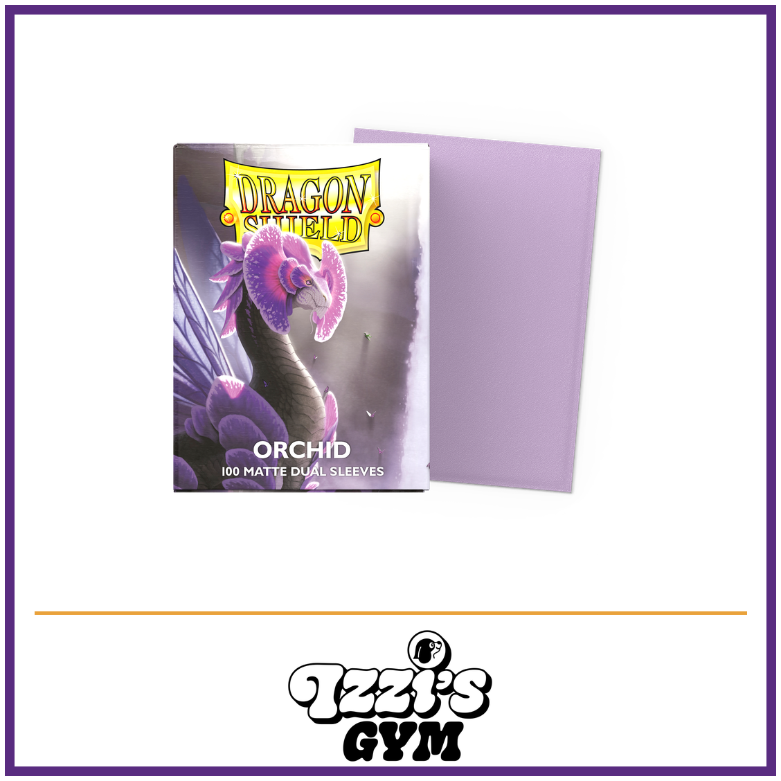 Dragon Shield Orchid - Matte Dual Sleeves - Standard-Size - 100 Count — New product photo with the approved Izzi’s Gym logo