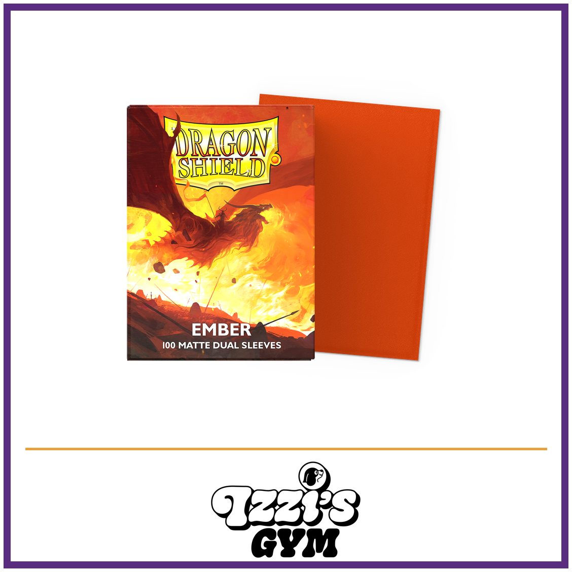 Dragon Shield Ember - Matte Dual Sleeves - Standard-Size - 100 Count — New product photo with the approved Izzi’s Gym logo