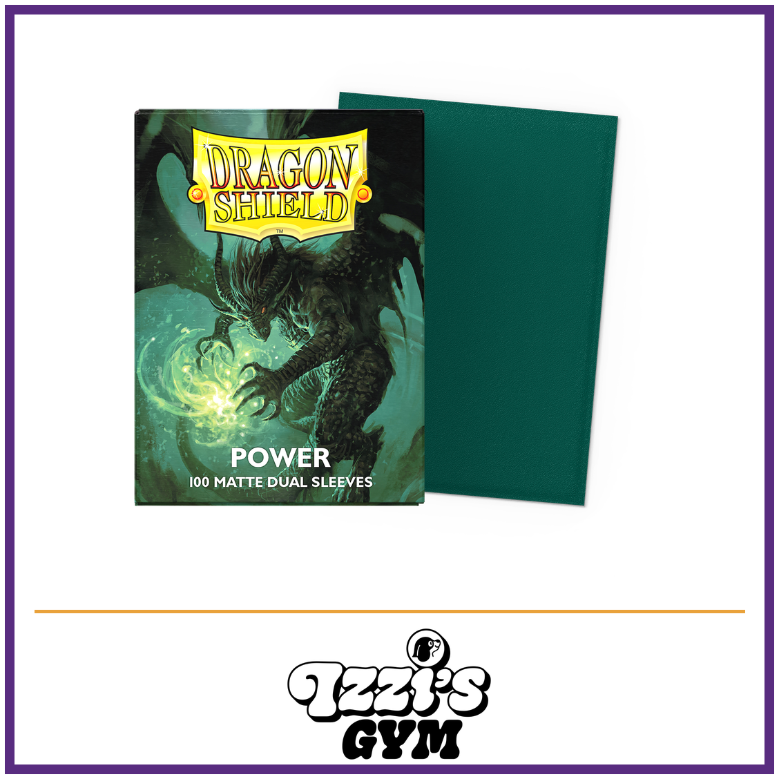 Dragon Shield Power - Matte Dual Sleeves - Standard-Size - 100 Count — New product photo with the approved Izzi’s Gym logo