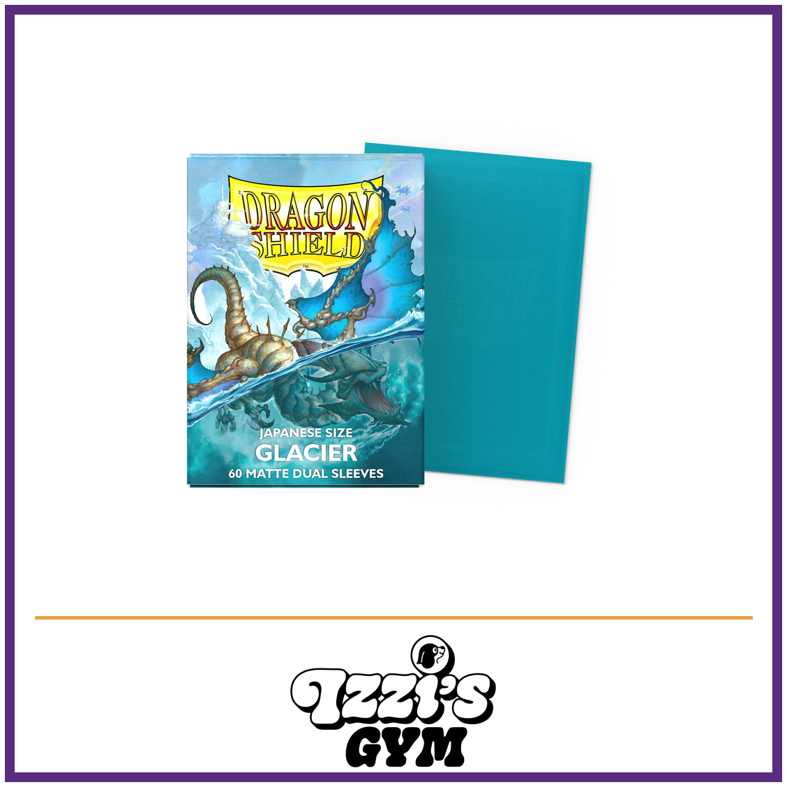Dragon Shield Glacier - Matte Dual Sleeves - Japanese-Size - 60 Count — New product photo with the approved Izzi’s Gym logo