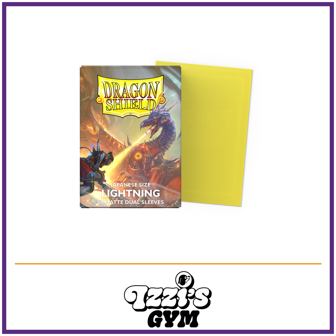 Dragon Shield Lightning - Matte Dual Sleeves - Japanese-Size - 60 Count — New product photo with the approved Izzi’s Gym logo