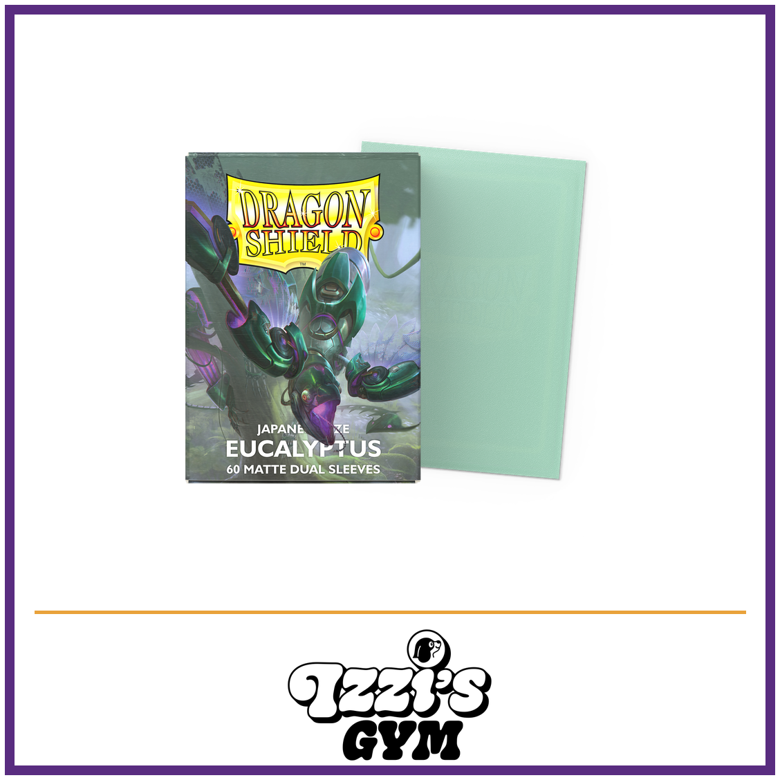 Dragon Shield Eucalyptus - Matte Dual Sleeves - Japanese-Size - 60 Count — New product photo with the approved Izzi’s Gym logo