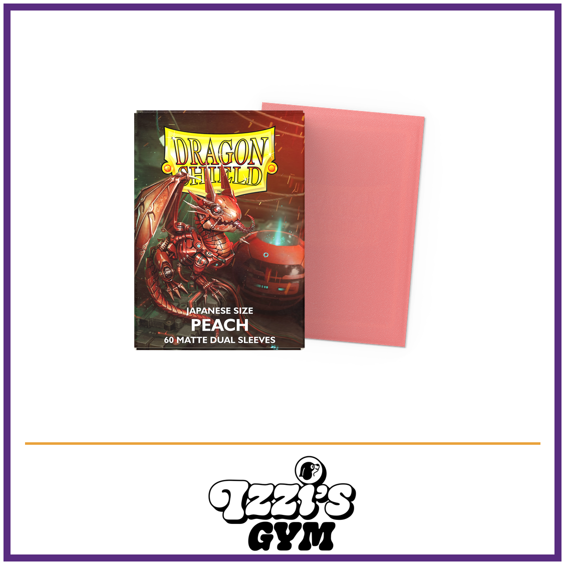Dragon Shield Peach - Matte Dual Sleeves - Japanese-Size - 60 Count — New product photo with the approved Izzi’s Gym logo