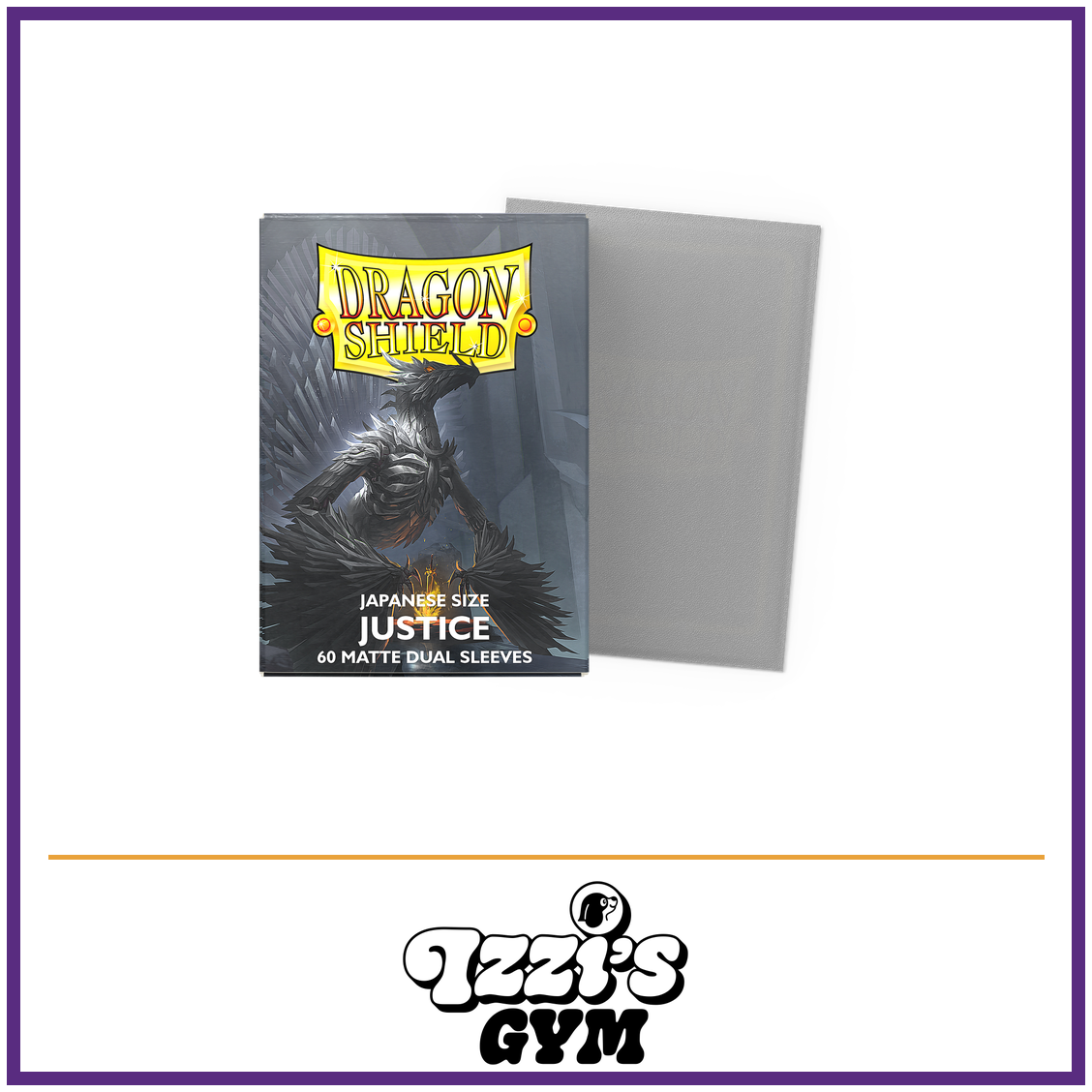 Dragon Shield Justice - Matte Dual Sleeves - Japanese-Size - 60 Count — New product photo with the approved Izzi’s Gym logo