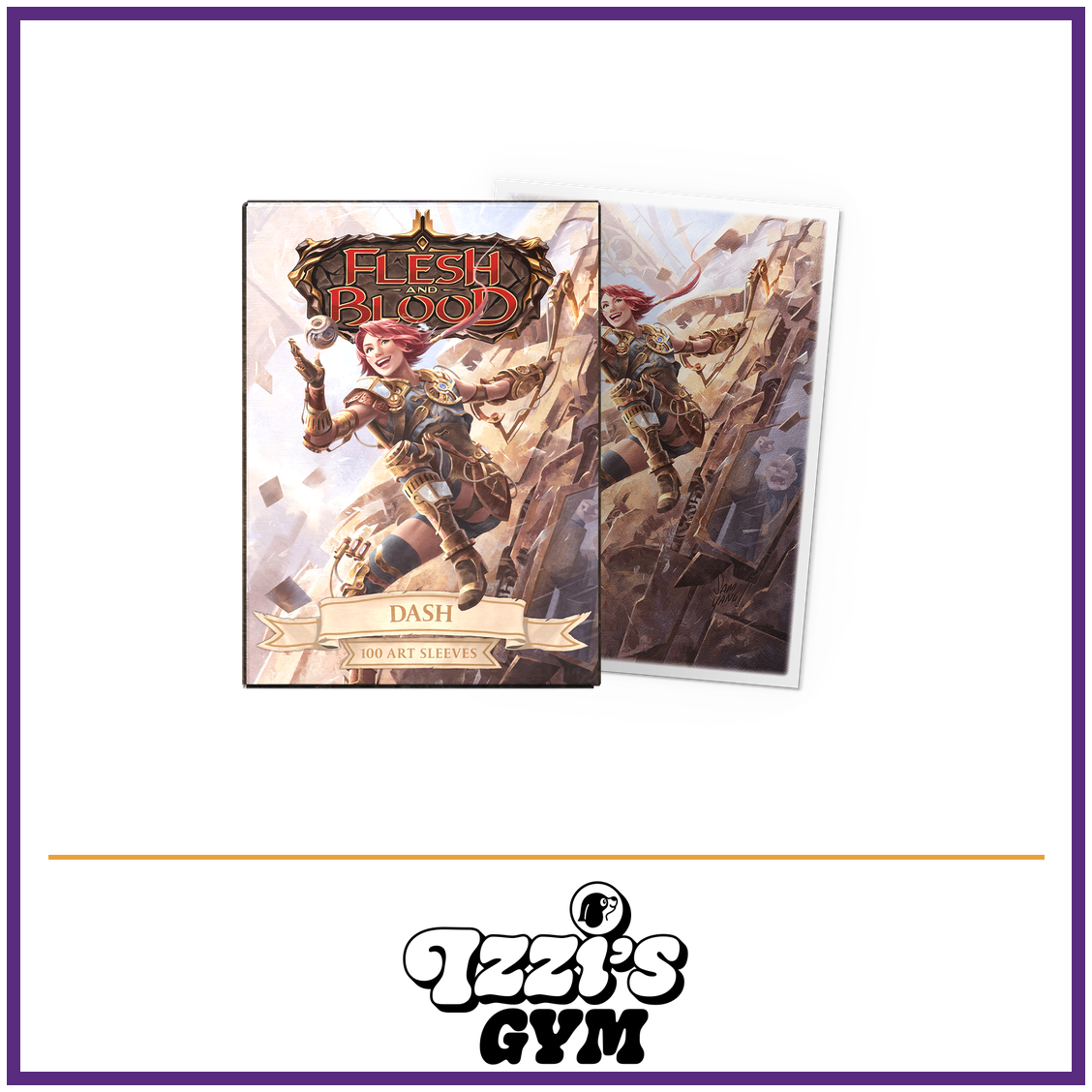 Dragon Shield Dash: Inventor Extraordinaire - Matte Art Sleeves - 100 Count — New product photo with the approved Izzi’s Gym logo