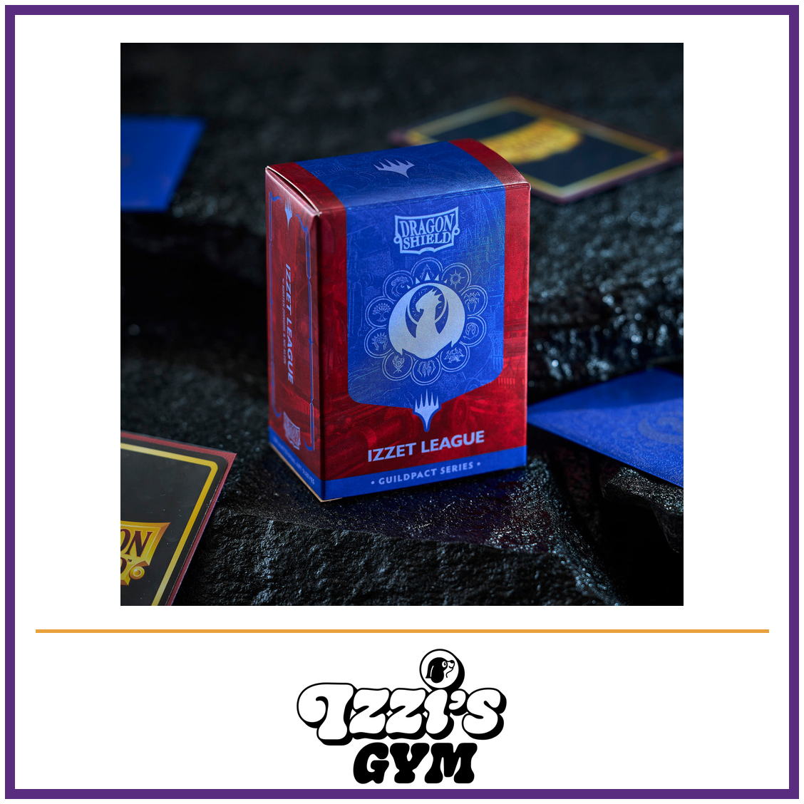 Dragon Shield Guildpact Series - Izzet League - Card Sleeves - 100 Count — New product photo with the approved Izzi’s Gym logo