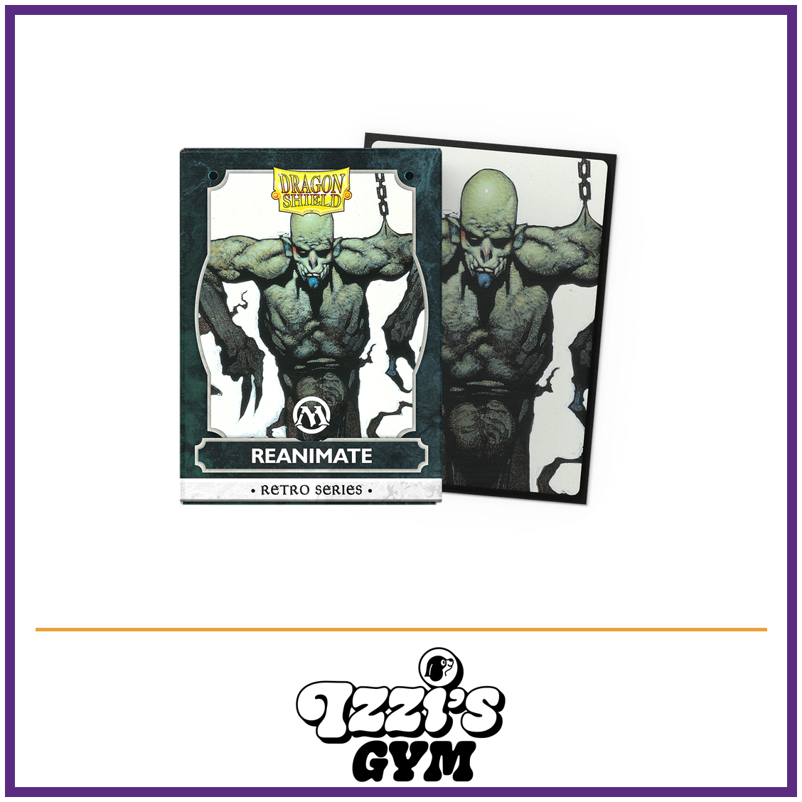 Dragon Shield Retro Series - Reanimate - Brushed Art Sleeves - 100 Count — New product photo with the approved Izzi’s Gym logo