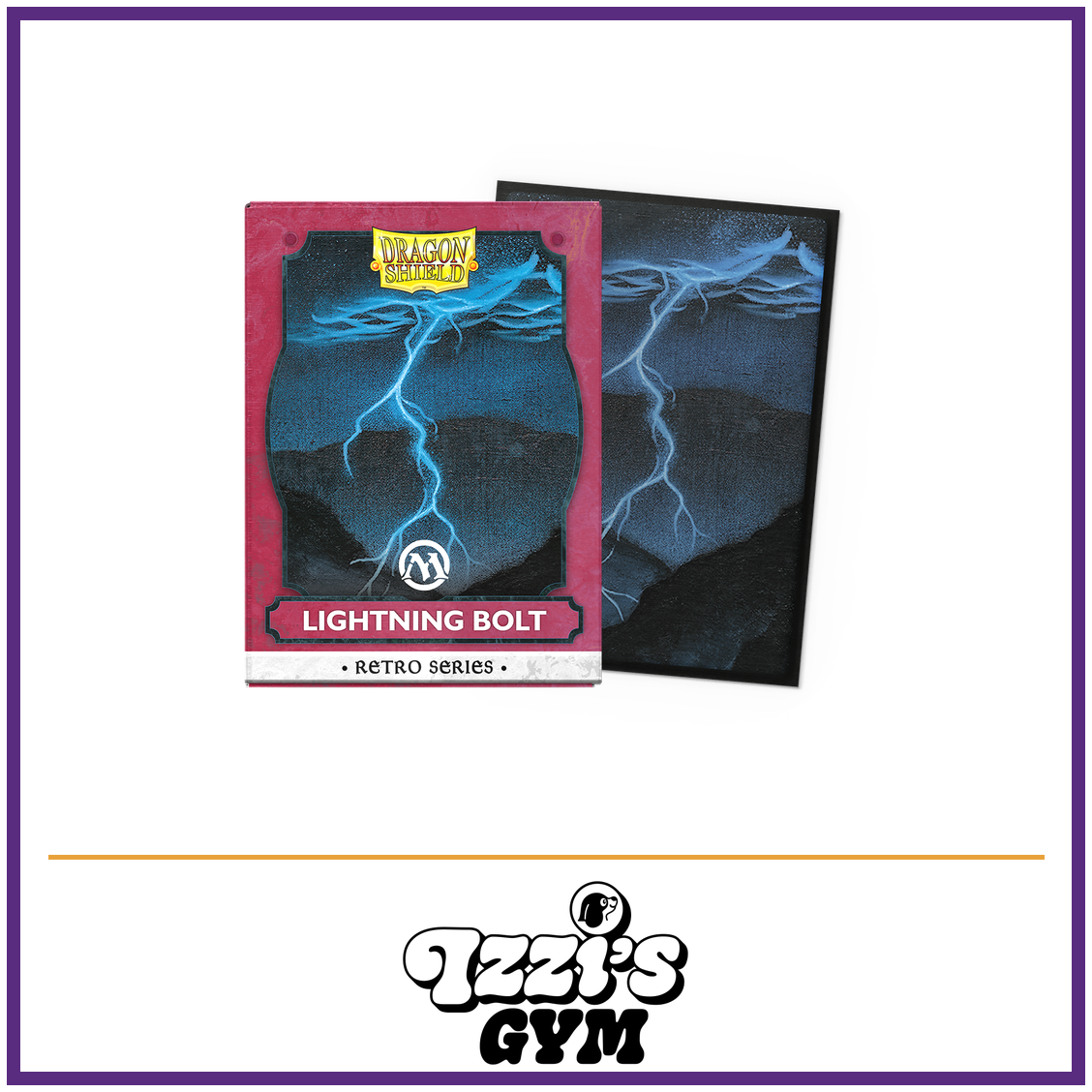 Dragon Shield Retro Series - Lightning Bolt - Brushed Art Sleeves - 100 Count — New product photo with the approved Izzi’s Gym logo