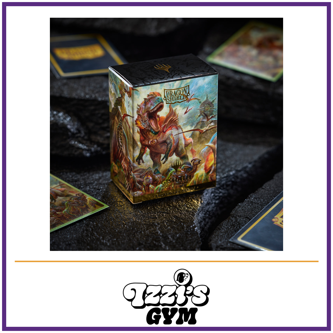 Dragon Shield Legendary Series - Gishath, Sun’s Avatar - Matte Dual Art Sleeves - 100 Count — New product photo with the approved Izzi’s Gym logo
