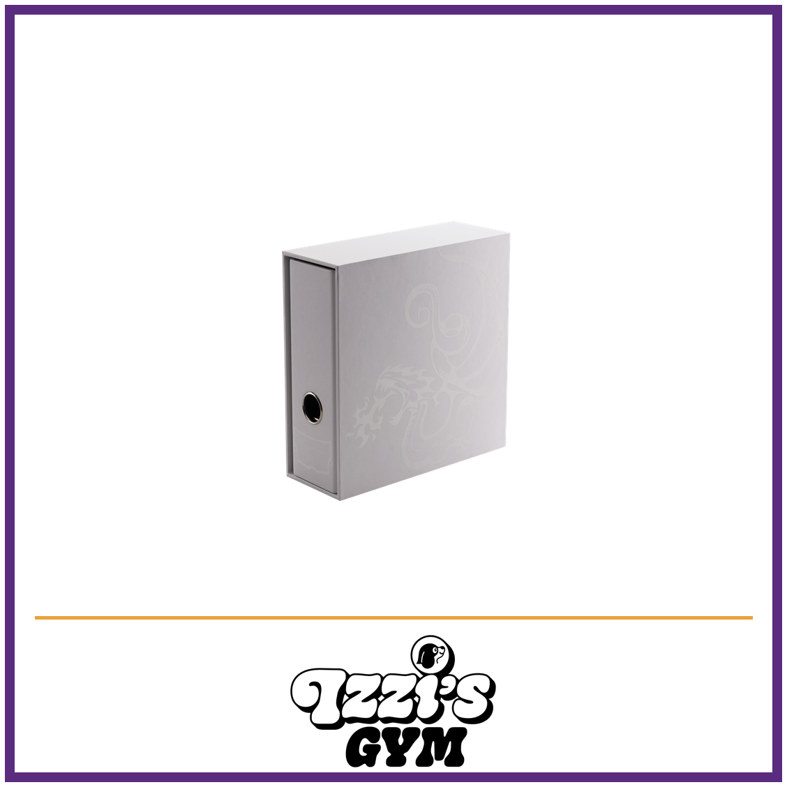 Dragon Shield Sanctuary - Slipcase 2-Ring Binder - White — New product photo with the approved Izzi’s Gym logo