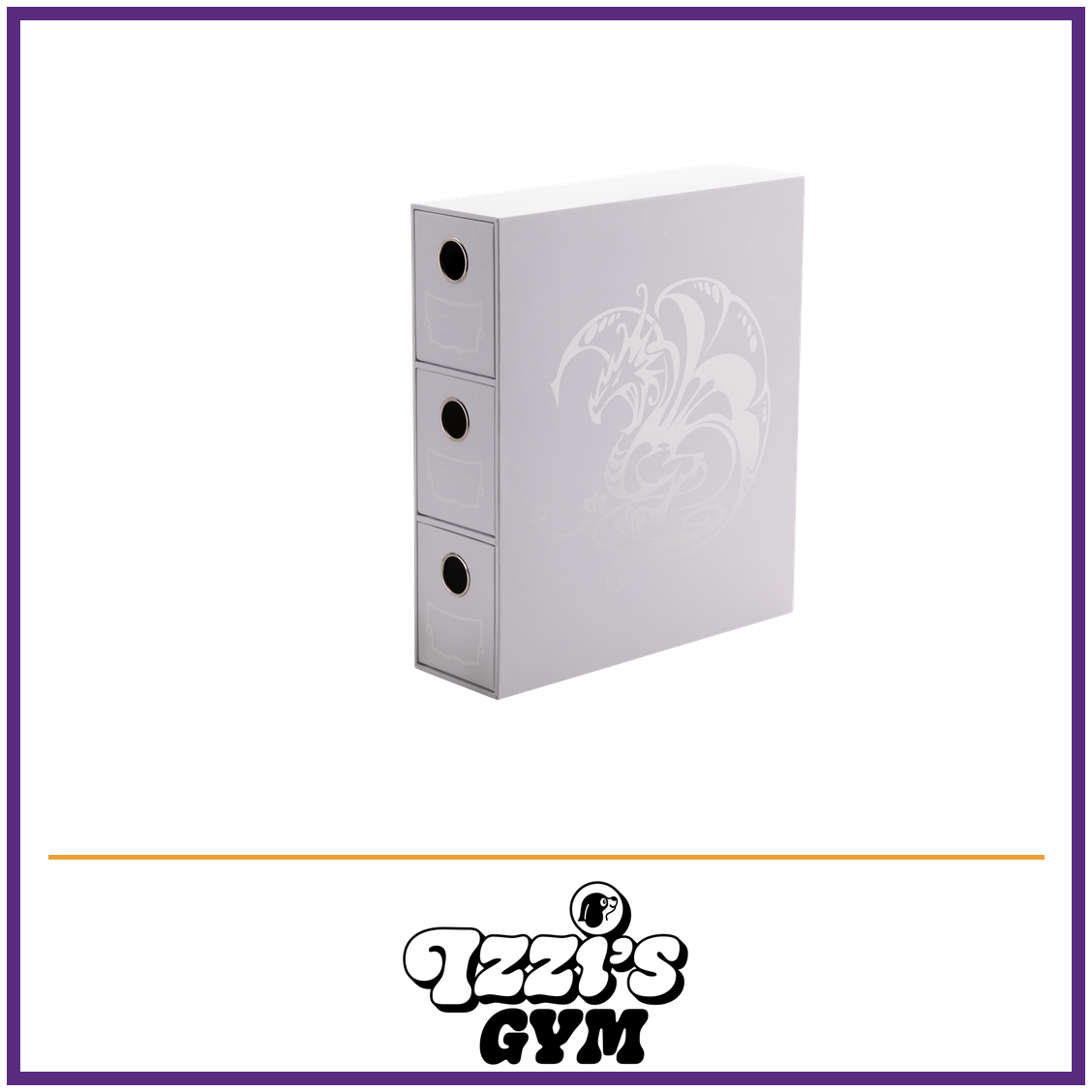 Dragon Shield Fortress Card Drawers - White — New product photo with the approved Izzi’s Gym logo