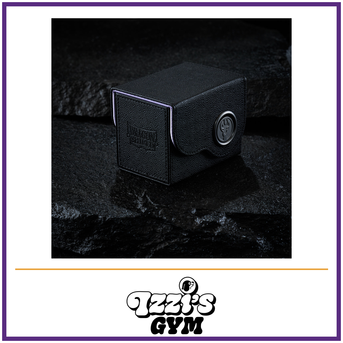 Dragon Shield Dragon Box 80+ Black & Lilac — New product photo with the approved Izzi’s Gym logo
