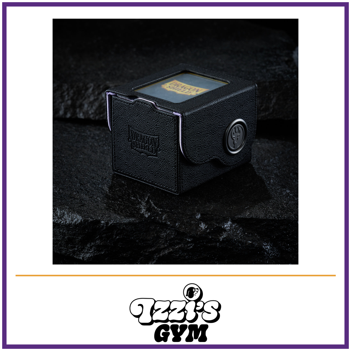 Dragon Shield Dragon Box 100+ Black & Lilac — New product photo with the approved Izzi’s Gym logo