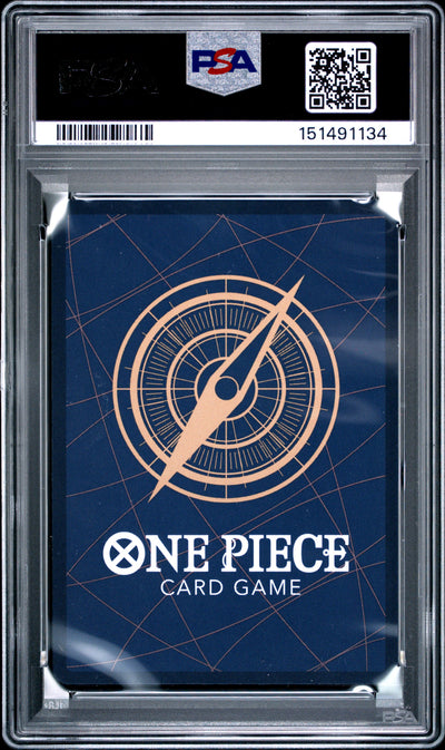One Piece Shanks #008 Op12-Legacy of the Master Alternate Art 2025 English PSA 10, back of PSA slab with certification label, cert 151491134