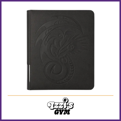 Dragon Shield Card Codex Zipster Regular Binder – Iron Grey product photo with Izzi's Gym purple frame and logo