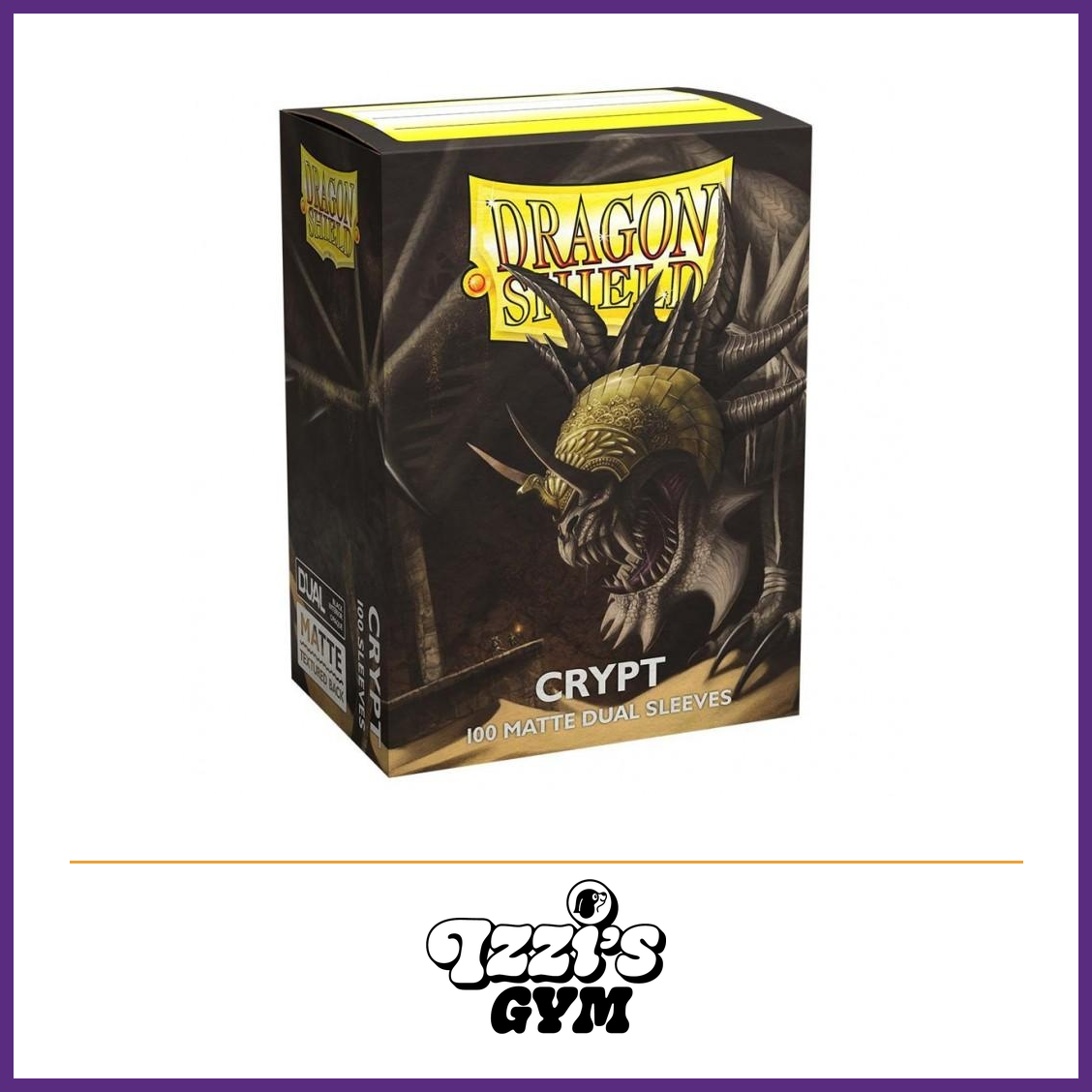 Dragon Shield Dual Matte Crypt Standard Card Sleeves – 100 Count product photo with Izzi's Gym purple frame and logo