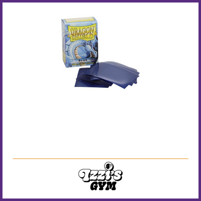 Dragon Shield Classic Blue Standard Card Sleeves – 100 Count product photo with Izzi's Gym purple frame and logo