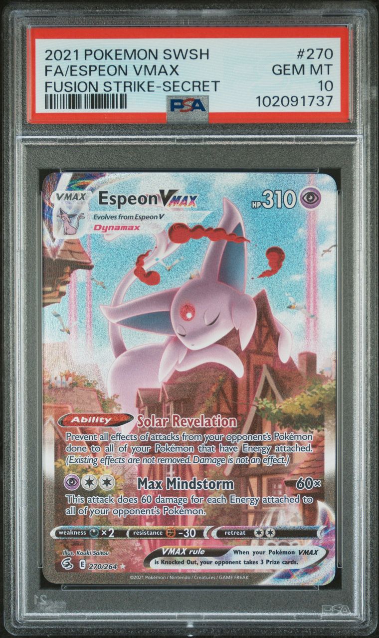 Pokémon Espeon VMAX PSA 10 Graded Trading Card, cert 102091737