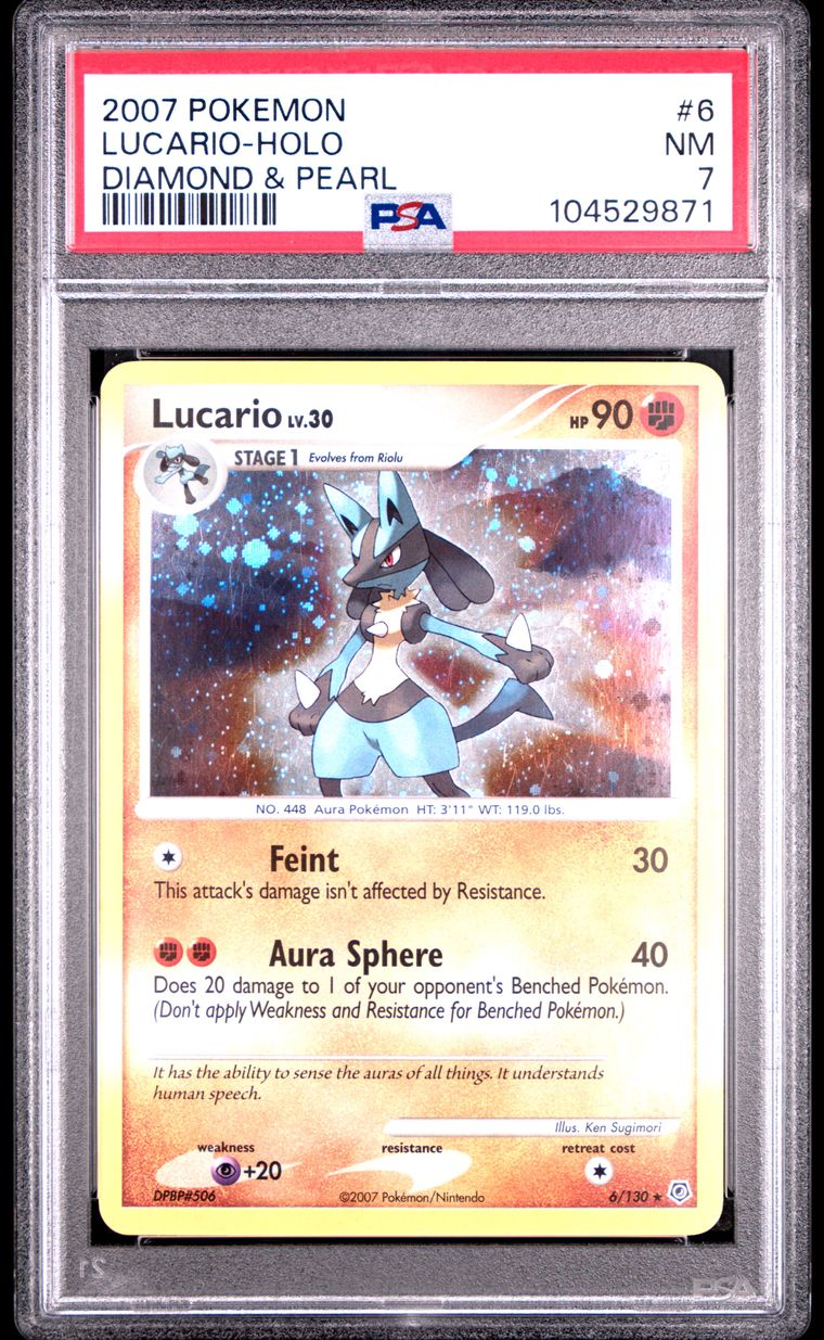 Pokémon Lucario PSA 7 Graded Trading Card, cert 104529871