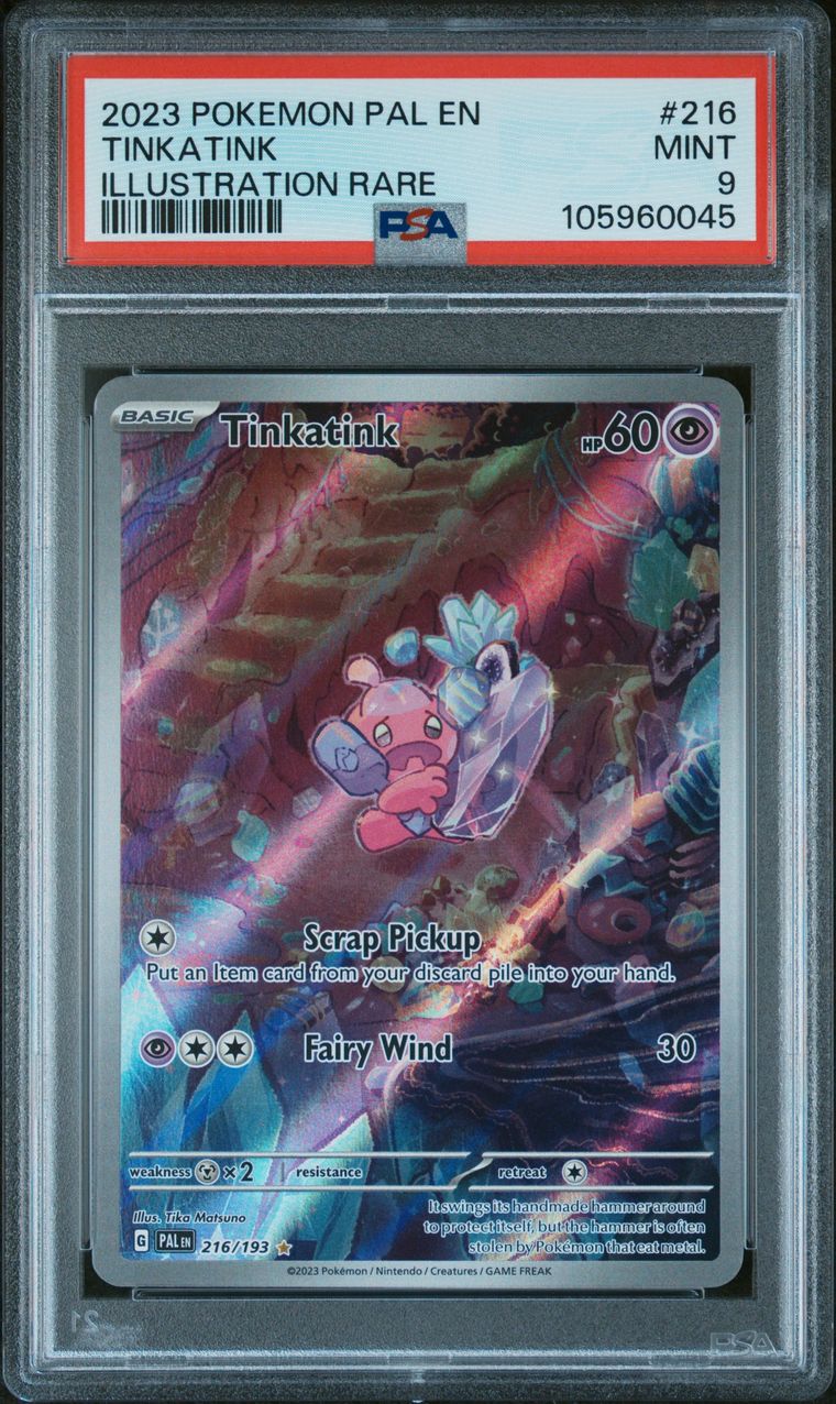 2023 Pokemon Pal En-Paldea Evolved 216 Tinkatink — PSA 9, cert 105960045