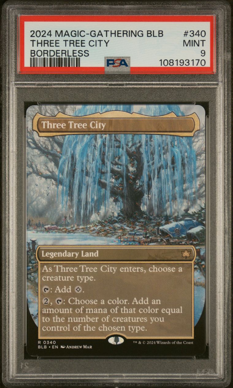 2024 Magic the Gathering Bloomburrow 340 Three Tree City Borderless — PSA 9, cert 108193170