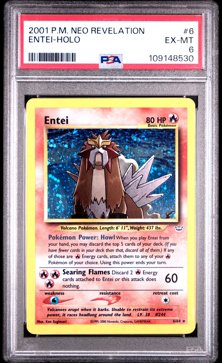 2001 Pokemon Neo Revelation 6 Entei-Holo — PSA 6, cert 109148530