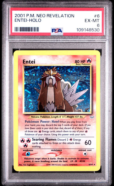 2001 Pokemon Neo Revelation 6 Entei-Holo — PSA 6, cert 109148530