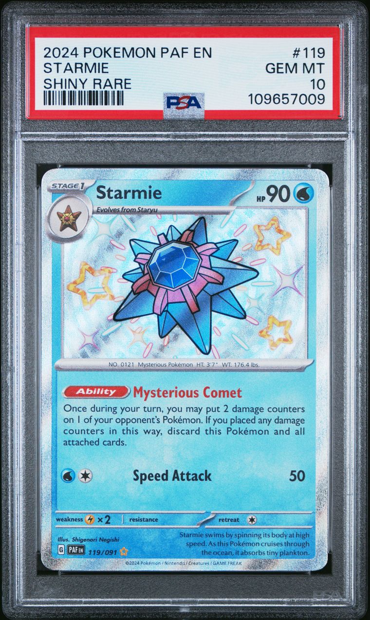 2024 Pokemon Paf En-Paldean Fates 119 Starmie Shiny — PSA 10, cert 109657009