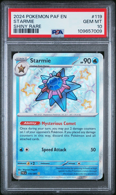 2024 Pokemon Paf En-Paldean Fates 119 Starmie Shiny — PSA 10, cert 109657009