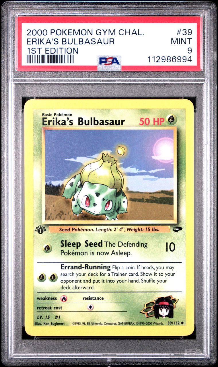 2000 Pokemon Gym Challenge 39 Erika's Bulbasaur 1st Edition — PSA 9, cert 112986994