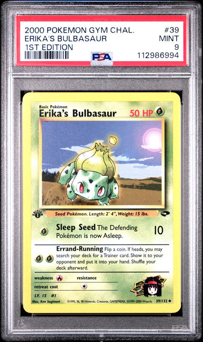 2000 Pokemon Gym Challenge 39 Erika's Bulbasaur 1st Edition — PSA 9, cert 112986994