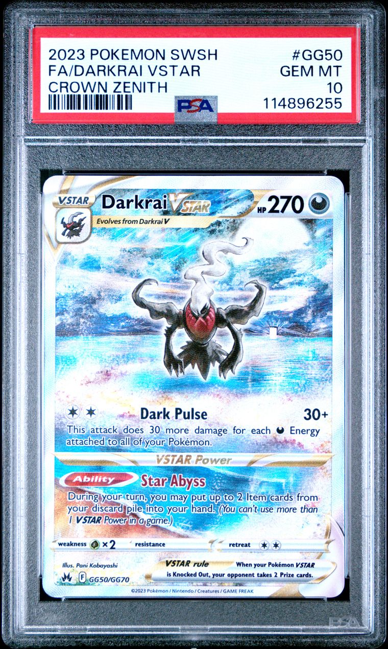 Pokémon Darkrai VSTAR #GG50 Full Art PSA 10 Graded Trading Card, cert 114896255