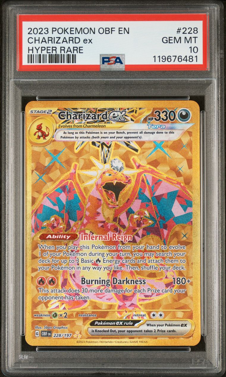 Pokémon Charizard EX PSA 10 Graded Trading Card, cert 119676481