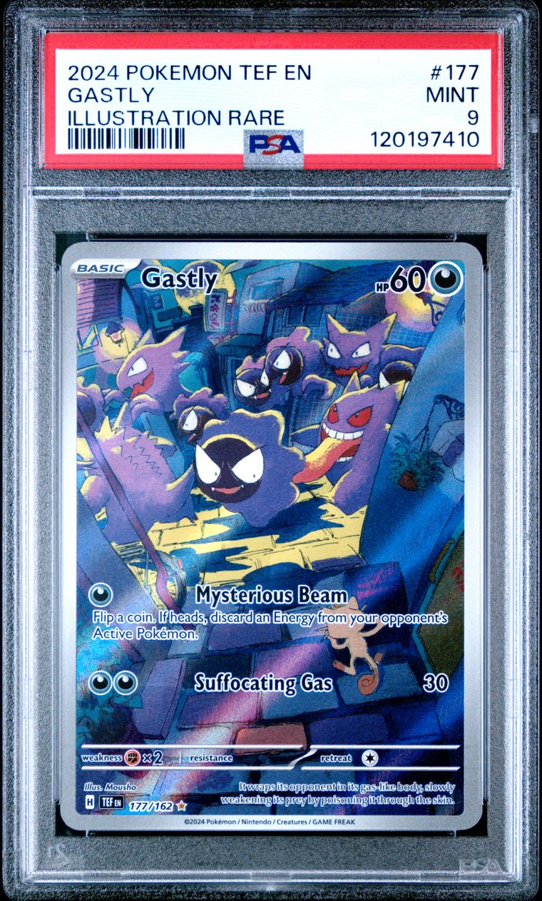 2024 Pokemon Tef En-Temporal Forces 177 Gastly — PSA 9, cert 120197410
