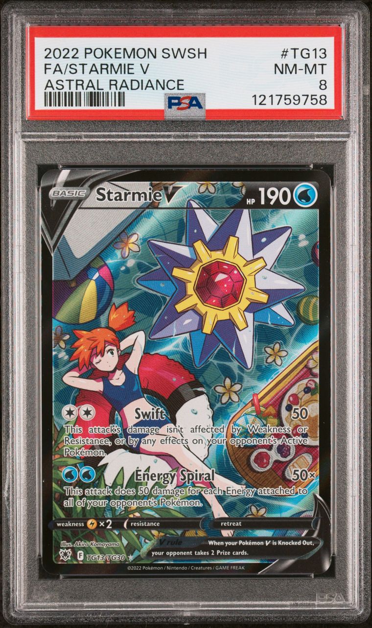2022 Pokemon Sword & Shield Astral Radiance Tg13 Full Art/starmie V — PSA 8, cert 121759758