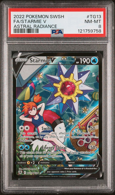 2022 Pokemon Sword & Shield Astral Radiance Tg13 Full Art/starmie V — PSA 8, cert 121759758